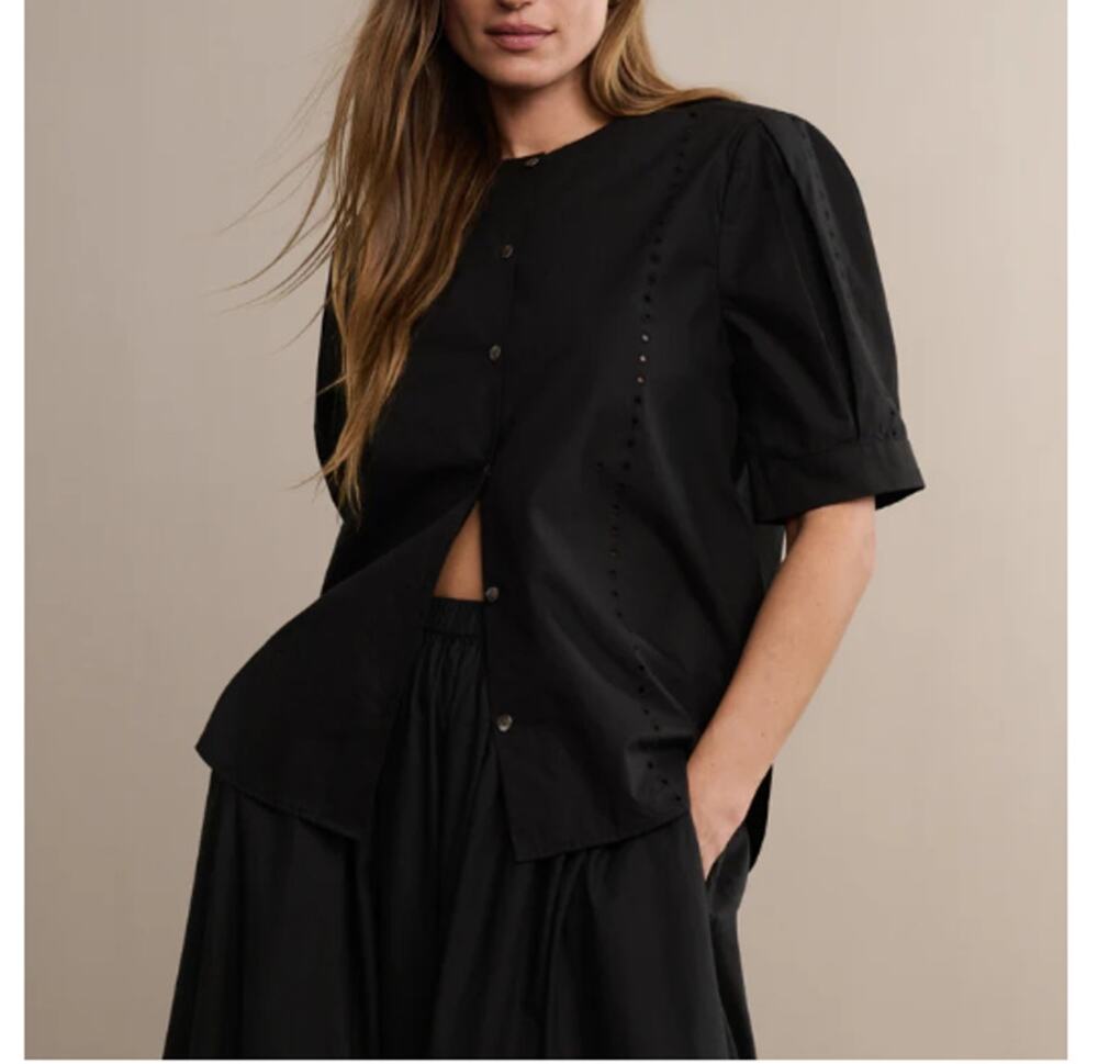 Jenni Kayne Women's Black Button Front Harper Blouse Size M